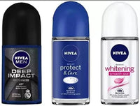 NIVEA Deodorant Roll-On Combo, Deep Impact, Protect & Care, Whitening Smooth Skin, 50 Ml Each Deodorant Roll-on - For Men & Women (150 ml, Pack of 3)