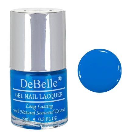 DeBelle Gel Nail Polish La Azure (Blue Nail Paint)|Non UV - Gel Finish |Chip Resistant | Seaweed Enriched Formula| Long Lasting|Cruelty and Toxic Free| 8ml