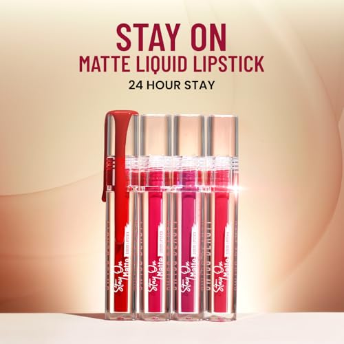 Swiss Beauty Stay On Matte Highly Pigmented Liquid Lipstick | With Vitamin E & Shea Butter | Smudge-Proof and Transfer-Proof | 24 Hour Stay | 2g, Shade- Almond Pink