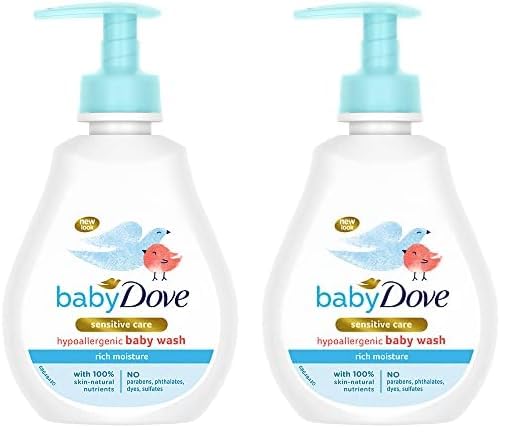 Baby Dove Rich Moisture Hair to Toe Baby Wash 200 ml, No Tears Body Wash for Baby's Soft Skin - Hypoallergenic, No Sulphates, No Parabens (Pack of 2)