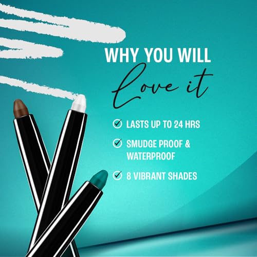Lakme Eyeconic Black Kajal, Matte Kohl Liner in a Twist Up Pencil - Waterproof, Smudge Proof & Long Lasting Eye Makeup, 0.35 g