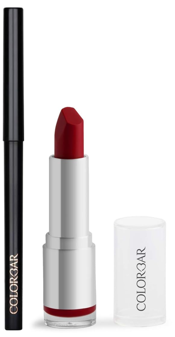 Colorbar Velvet Matte Lipstick - Hot Hot Hot & Intensely Rich Kajal Combo