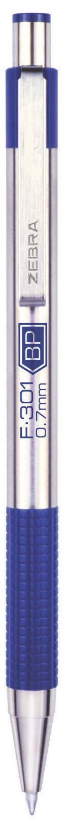 F-301 Retractable Ballpoint Pen, Stainless Steel Barrel, Fine Point, 0.7mm, Assorted Ink, 4-Pack Black/Blue/Red