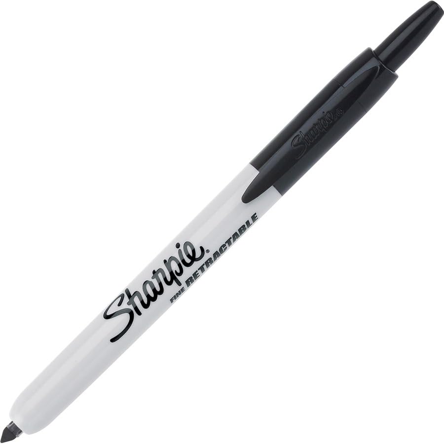 Sharpie Retractable Permanent Markers, Fine Tip Marker Set, Office Supplies, Teacher Supplies, Black, 12 Count 12 Count Black