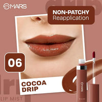 MARS Drip Lip Mist for Women (4.5 ml) (06-Cocoa Drip) Matte Super Stay Lipstick | Up to 12 Hours Long Lasting | Smudge Proof and Waterproof Lipstick for Women (2.6 gm) (09-PARADISE)