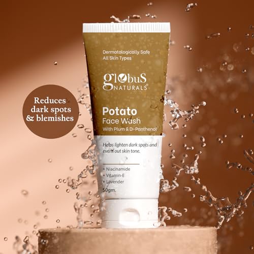 Globus Naturals Potato Face Wash with Plum & D-Panthenol, helps lighten dark spots and evens out skin tone, suitable for All Skin Types 50gm, Set of 3