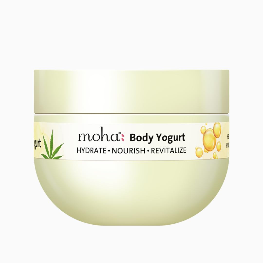 moha: Body Yogurt with Vitamin E, Hemp Seed oil, Moringa & Hyaluronic Acid provides instant Hydration I Lightweight & fast-absorbing formula – 250gm