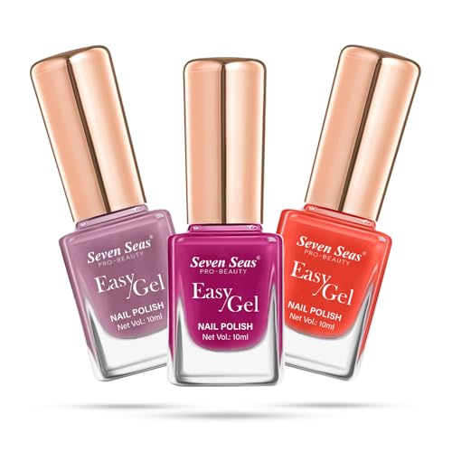 Seven Seas Easy Gel Nail Polish | Quick Dry Gel Nail Polish, Pack of 3 (Combo-07, 30ml)