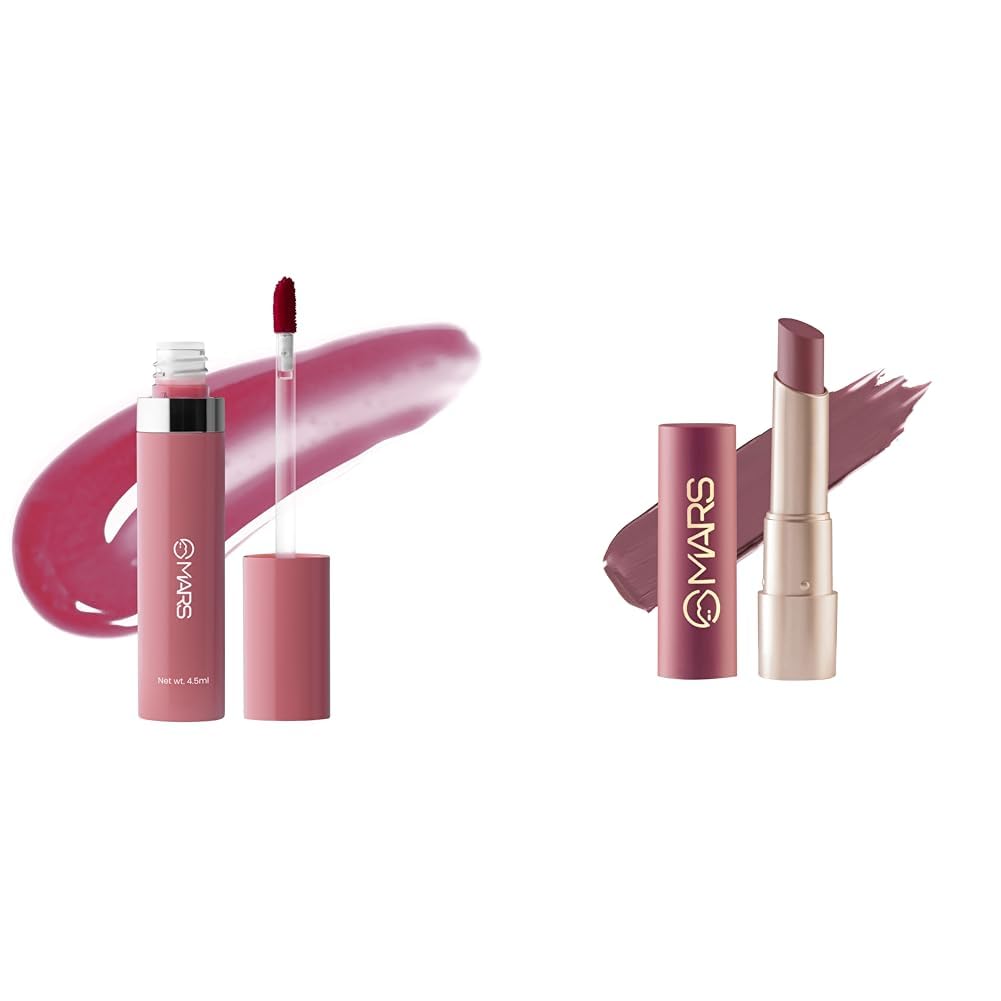 MARS Drip Lip Mist for Women (4.5 ml) (02-Mulberry Drip) Creamy Matte Long Lasting Lipstick for Women (3.2 gm) (20-Grapeful Ghoomar)