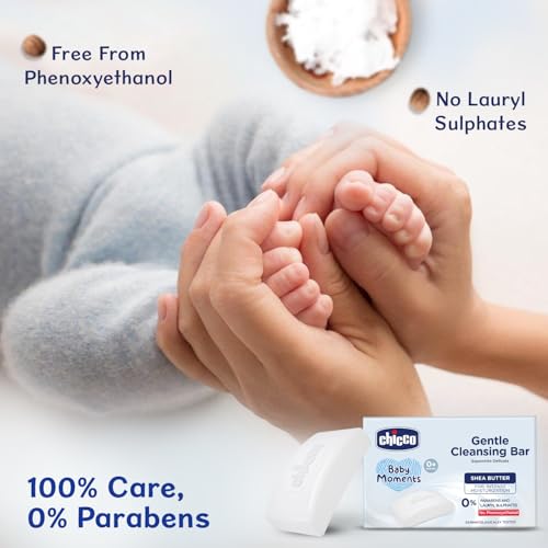 Chicco Baby Moments Gentle Cleansing Bar with Goodness of Shea Butter for Intense Moisturization 100g