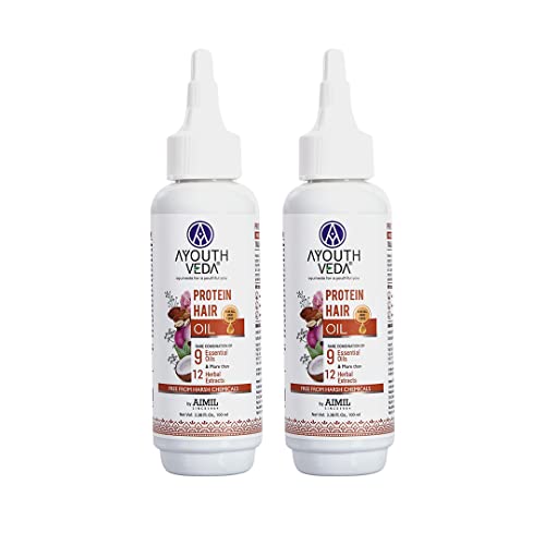 Ayouthveda Protein Hair Oil For Healthy Hair | Blend of Essential Oil & 12 Herbal Extracts (Pack of 2-100ml each)
