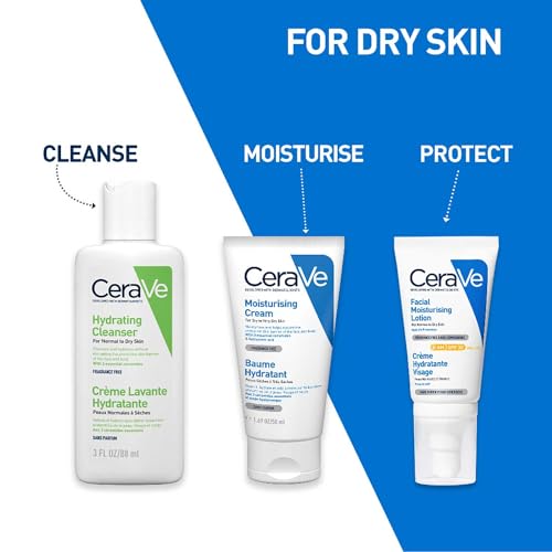 CeraVe Hydrating Cleanser For Normal To Dry Skin (88ml) - Non-Foaming Face Wash with Hyaluronic Acid And Ceramides | Non-Comedogenic, Non-Irritating And Fragrance-Free Cleanser
