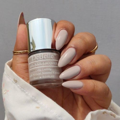 DeBelle Gel Nail Polish Porcelain Isabela (Porcelain Beige Nail Paint)|Non UV - Gel Finish |Chip Resistant | Seaweed Enriched Formula| Long Lasting|Cruelty and Toxic Free| 8ml