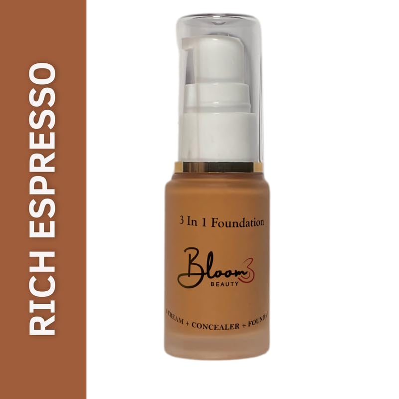 Bloom Beauty 3IN1 Foundation – Rich Espresso | Lightweight Formula | Flawless Matte Finish