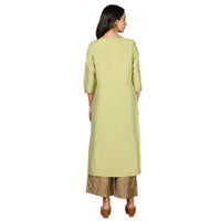 Kashish Women's  Viscose Embroidered Round Neck Straight Fit Kurta