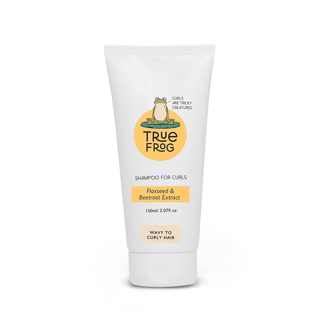 TRue FRoG Shampoo For Curly, Wavy, Dry and Frizzy Hair With Flaxseed and Beetroot Extract For Cleansing, Moisturizes And Adds Shine To Hair For Women & Men, Sulphate and Paraben Free - 150 ml