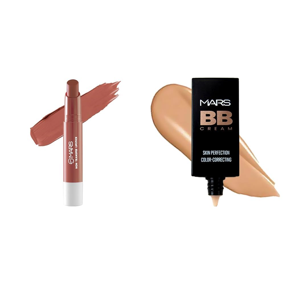 MARS Matte Super Stay Lipstick | Up to 12 Hours Long Lasting | Smudge Proof and Waterproof Lipstick for Women (2.6 gm) (10-ROYALTY) BB Cream Lightweight Foundation (30 ml) (Tan)