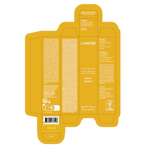 Laneige Lip Glowy Balm | Moisturizing Lip Treatment with Vitamin C + Shea Butter for Soft, Smooth and Glowing Lips | Korean Lip Balm For Dry Chapped Lips |Intense Hydration| Mango |10Gm