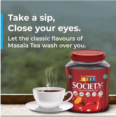 Society Tea Masala Chai | 250 g Jar | Pack of 2 | Made with Cardamom Ginger Cloves Black Pepper and Lemongrass | Classic Masala Tea