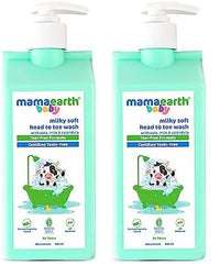 Mamaearth Milky Soft Head to Toe Wash With Oats, Milk, and Calendula for Babies- 400 ml 2-in-1 Tear-Free Body Wash & Shampoo | Moisturizes and Soothes Skin (Pack of 2)