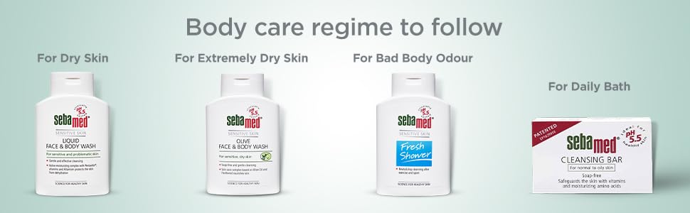 SebaMed Olive Face & Body Wash, Extra Mild For Sensitive, Dry Skin, Ph5.5, Soap Free, Gentle Cleansing, Olive Oil + Panthenol Nourishes Skin, Dermatologically & Clinically Tested, 200 Ml