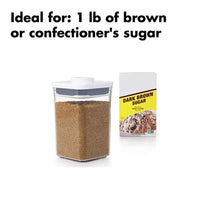 OXO Good Grips POP Container - Airtight Food Storage - Small Square Short 1.1 Qt Ideal for 1 lb of brown sugar or confectioner's  sugar 1.1 Qt - Square - Brown Sugar