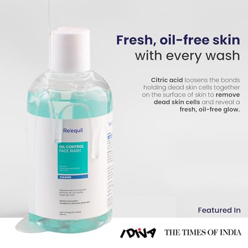 RE' EQUIL Oil Control Face Wash | Soap & Sulphate Free Face Wash with Zinc PCA | Controls Excessive Oil Production | For Oily Acne Prone Skin | 200 ml