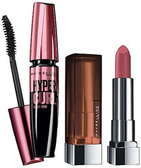 Maybelline New York Hypercurl Mascara Waterproof, Black, 9.2ml & Maybelline New York Color Sensational Creamy Matte Lipstick, 660 Touch of Spice, 3.9g