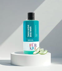 FurAlle Teens Active Body Wash 300ml | Natural Bodywash with Aloe Vera, Watermelon, Cucumber & Green Tea Extracts | Refreshing Bodycare for Teen Boys & Girls | Gentle Daily Shower Gel for Kids