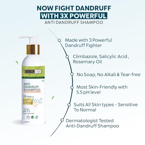 INDUS VALLEY Hair Fall Defense & Anti-Dandruff Shampoo Tear Free, Soap & Alkali Free PH 5.5, No Paraben & SLES/SLS - (200ml)