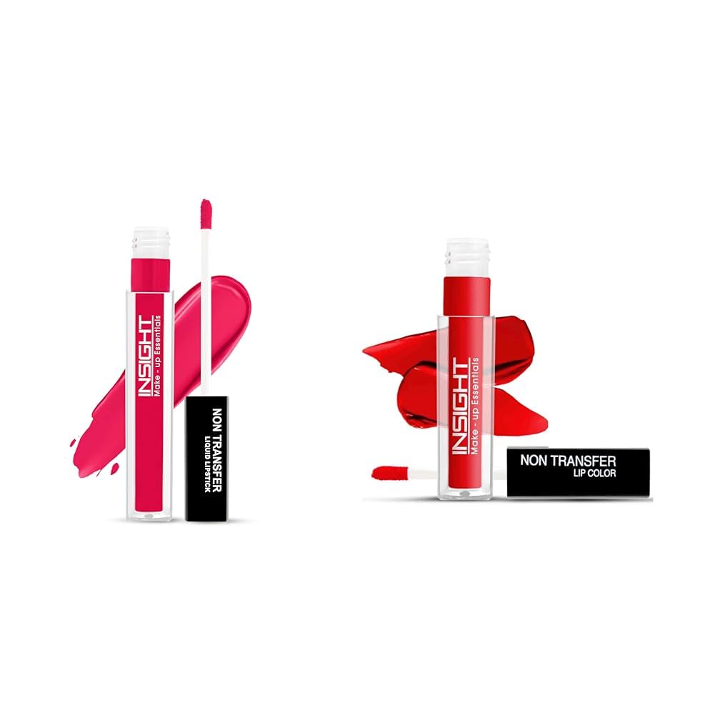 Insight Cosmetics Transfer Liquid Lipstick 24 Hrs Waterproof Matte Texture, 6ml(LG39-01) Non Transfer Lip Color Matte Texture12Hrs Waterproof, 4ml(LG40-06)