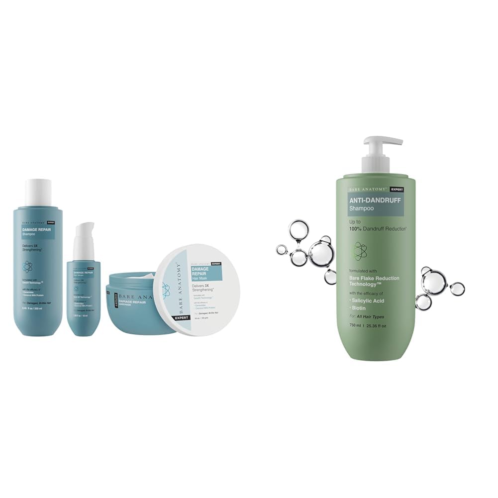 Bare Anatomy Damage Repair Shampoo + Hair Mask + Serum Kit, For Women and Men, 250 ml Expert Anti-Dandruff Shampoo - 750ML