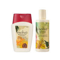moha: Rejuvenating Massage Oil 200ml And Moisturizing Lotion 100ml Combo | Tones the Skin with Jojoba Oil, Almond Oil, Olive Oil, Moisturization Refreshing Hydration Non-Sticky Feel For Men & Women