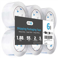 Art3d 6 Rolls Carton Sealing Tape Heavy Duty, Clear Packing Tape, 1.88