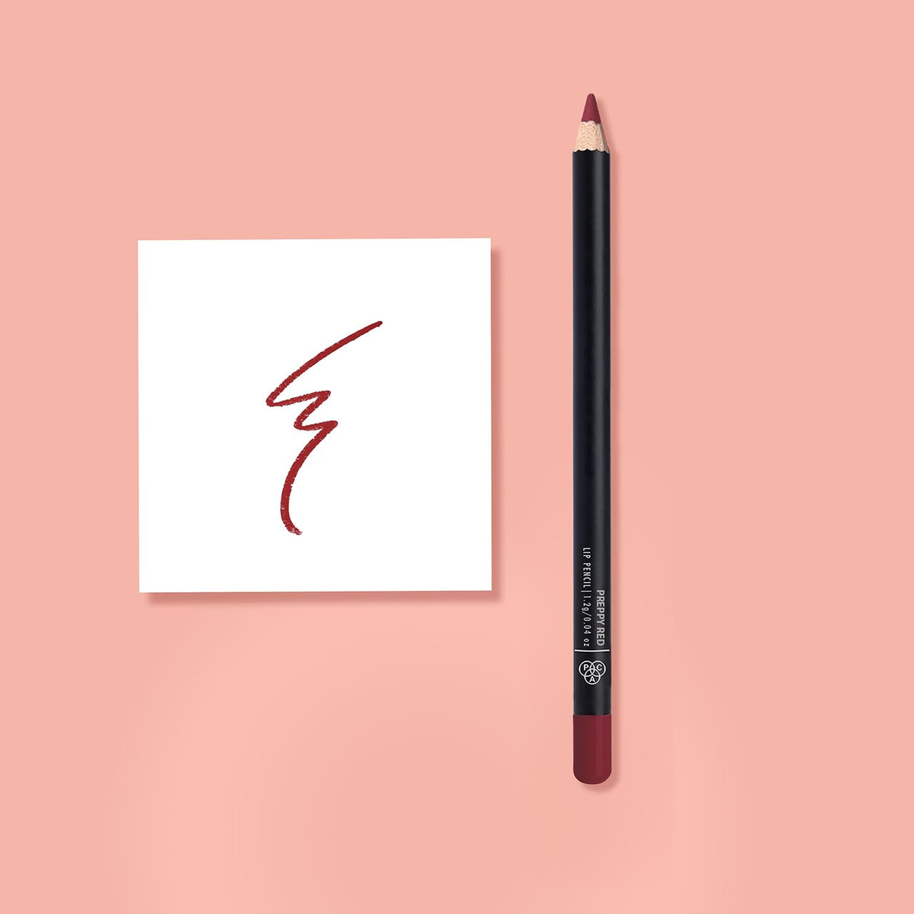 PAC Lip Pencil (Preppy Red) | Richly Pigmented One Swipe Application | Creamy Non Drying Comfortable Formula | Wood Barrel Lip Liner Pencil
