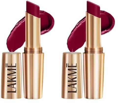 Lakmé 9 To 5 Primer + Matte Lipstick, Matte Finish, Lightweight Lipstick, Lasts For 16Hrs, Nourishes Lips & Great For Daily Use, Deep Wine, 3.6G (Pack of 2)