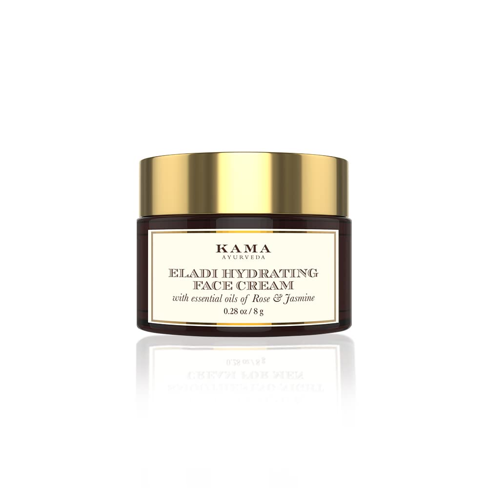 KAMA AYURVEDA ELADI HYDRATING FACE CREAM 8GM & Kama Ayurveda Bringadi Intensive Hair Treatment Oil 50ml - In & Kama Ayurveda Bringadi Hair Conditioner 50gm