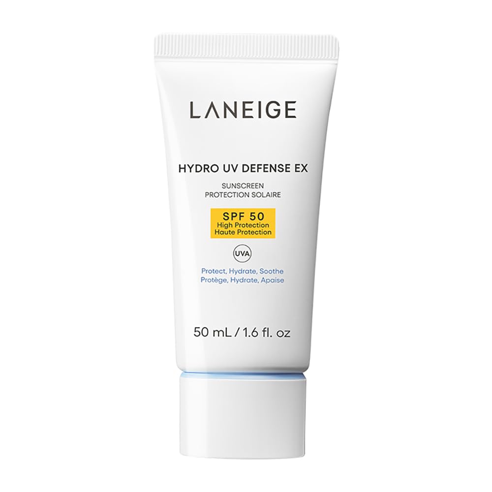 LANEIGE Hydro UV Defense Sunscreen EX SPF 50+ | Broad Spectrum | Moisture Based Sunscreen | Light & Non-Greasy | No White Cast | Soothing Hydration | Suitable for All Skin | For Men & Women | 50ml