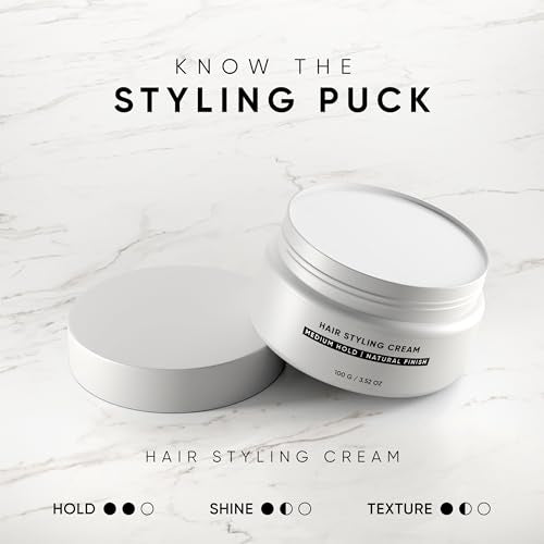 Dasher Hair Styling Cream, Lightweight Cream, Medium Hold Puck, With Argan Oil & Biotin, Flexible Hold & Water-Based, Shapes & Texturizes Hair (100g)