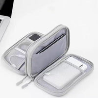 Electronic Organizer, Hard Shell Electronic Charger Cable Organizer Travel Case, Waterproof Double Layers Storage Bag for Cable, Cord, Charger, Phone, Earphone (Grey)