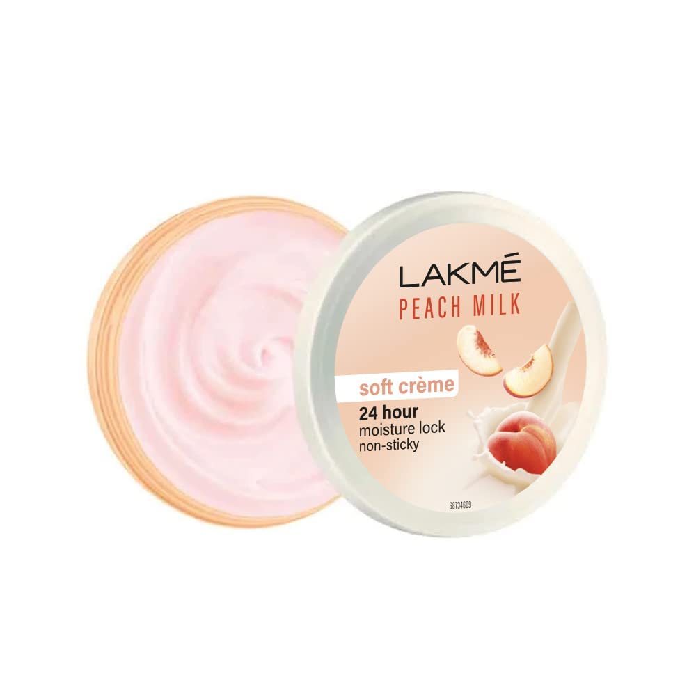 Lakmé Peach Milk Soft Crème Light Moisturizer for Face 250 g, Daily Lightweight Face Lotion with Vitamin E for Soft Skin- Non Sticky 24h Moisture