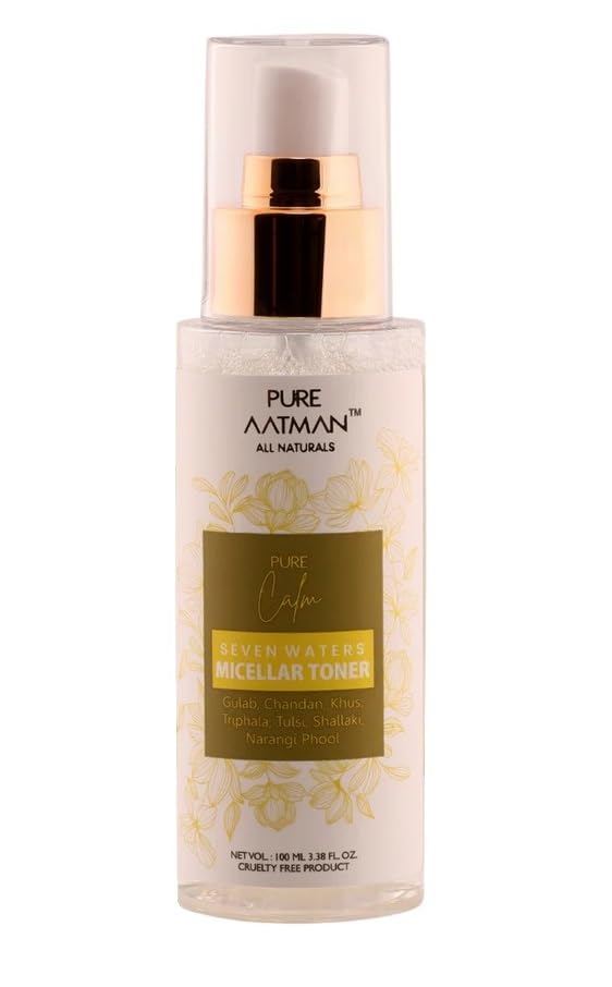 PURE AATMAN Seven Waters Micellar Toner | 100 ml Cleansing Water | Cleansing & Brightening