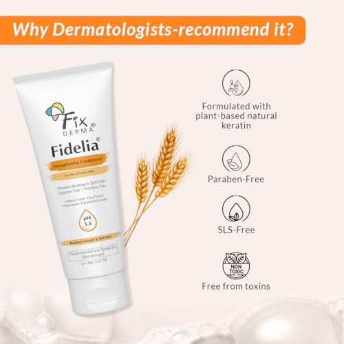 Fixderma Fidelia Strengthening Conditioner with Shea Butter & Wheat Protein for Frizzy & Dry Hair | Conditioner for Women & Men | Hair Conditioner - 100gm (Pack of 1)