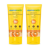 Mamaearth Vitamin C Daily Glow Sunscreen With Vitamin C & Turmeric For Sun Protection & Glow | Spf 50 & Pa++++ Protection | No White Cast | Lightweight & Non-Sticky | For All Skin Types | 80G X 2