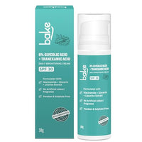 BAKE 6% Glycolic Acid Cream SPF 30 PA+++ with Niacinamide for Pigmentation, Dark Spots & Tan Removal | Daily Brightening Cream | Improves Uneven Skin Tone & Reduces Sun Damage | For Men & Women | 30g