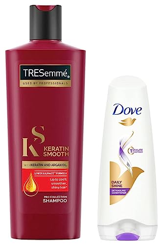 TRESemme Keratin Smooth Shampoo, 340ml And Dove Daily Shine Conditioner, 180ml