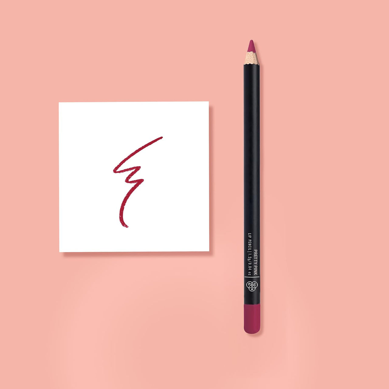 PAC Lip Pencil (Pretty Pink) | Richly Pigmented One Swipe Application | Creamy Non Drying Comfortable Formula | Wood Barrel Lip Liner Pencil