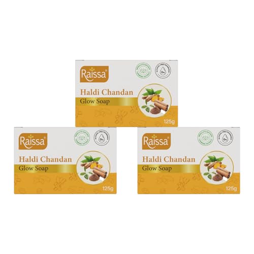 Raissa Haldi Chandan Soap with Turmeric Extracts (Haldi Extracts), 125g (Pack of 3)
