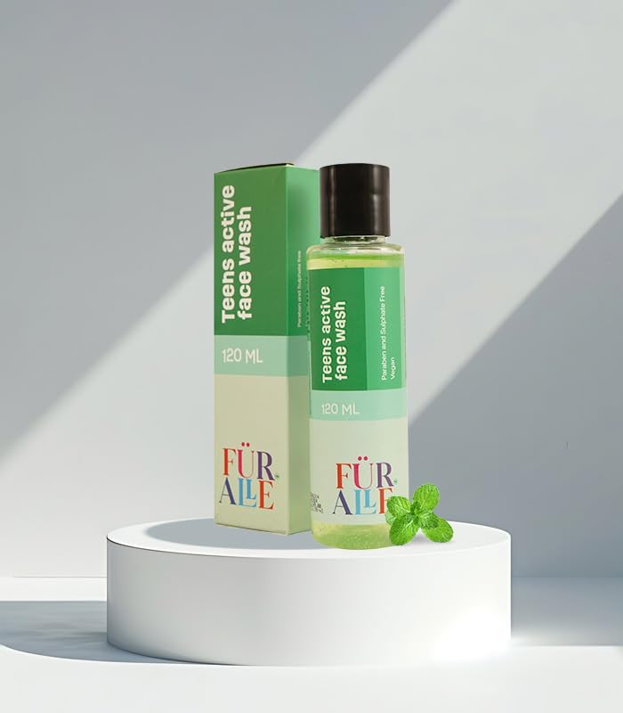 FurAlle Teens Active Face Wash 120ml | Enriched with Aloe Vera, Cucumber & Carrot Seed | Gentle Cleanser for Teen Boys & Girls | Fresh Facewash for Teenage Skin | Facewash for Fresh Kids Skin