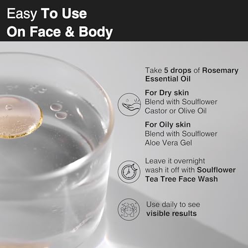 Soulflower Rosemary Essential Oil for Hair Growth, Hair Fall Control & Nourishment, Skin Care | 100% Pure, Natural, Undiluted Clinically Tested & Ecocert Organic Certified | 15ml each (Pack of 3)